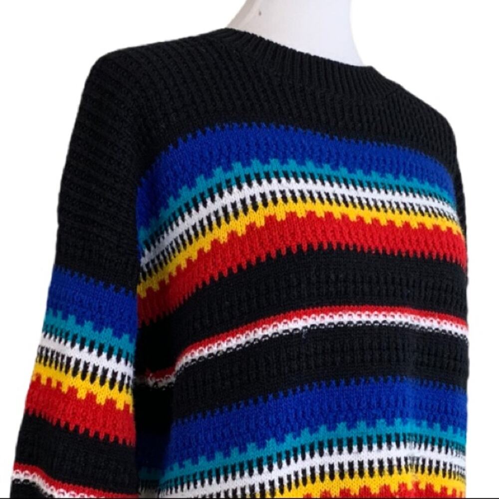 Vintage Cuddle Knit Women's Retro 80's Black Stripe Tunic Sknit Sweater Large - Picture 6 of 12